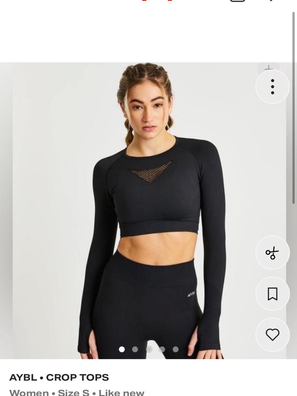 AYBL Black Long-Sleeve Mesh-Inset Crop M